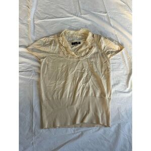 vintage inc creme with lace detailing collared shirt